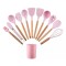 JUEGO 11 PIEZAS MENAGE SILICONA MANGO MADERA ROSA