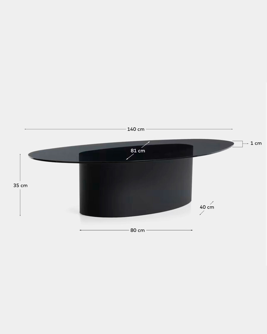 Mesa de centro Olir de vidrio templado y acero negro 140 x 80 cm
