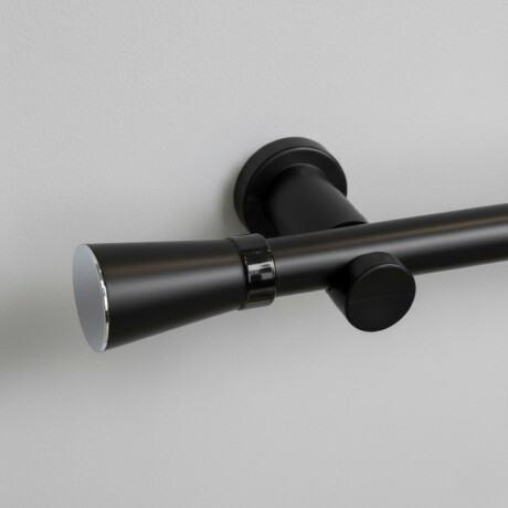 Barrote cortina de metal 1,50 m + 2 Soportes NEGRO