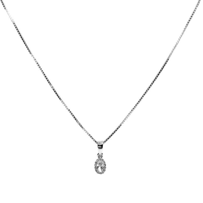CONJUNTO CADENA TIPO VENECIANA C/DIJE OVAL CON CIRCONIA L9m111071