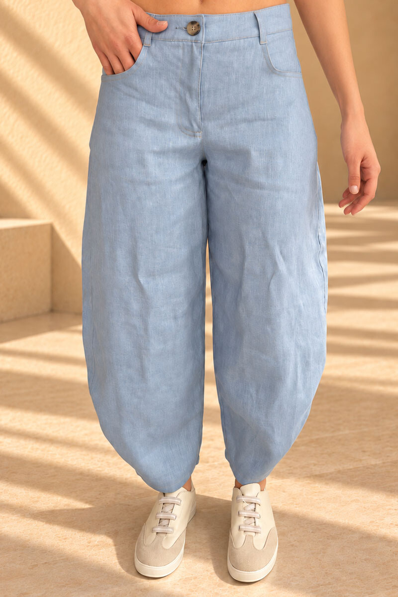 Pantalon barrel Celeste