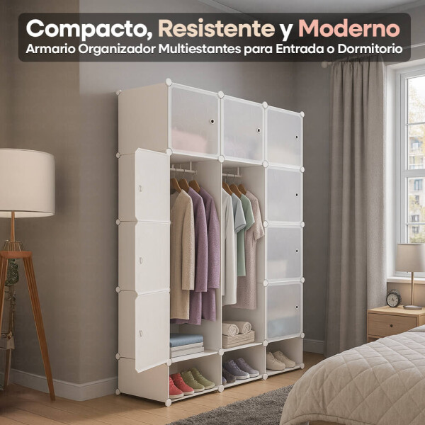 Ropero Armario Placard IMBACK IBK-PLC012 | Amplio, Modular, Resistente con 2 Barras Colgadoras y Estantes Blanco Ropero Armario Placard IMBACK IBK-PLC012 | Amplio, Modular, Resistente con 2 Barras Colgadoras y Estantes Blanco