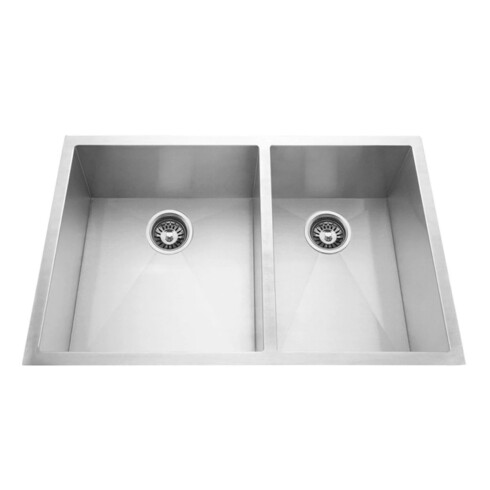 PILETA DE COCINA SATINADO AQUALIA DE PEGAR 81.8X48.2X25CM ABAJO INCLUYE VALVULA Y SIFON 000