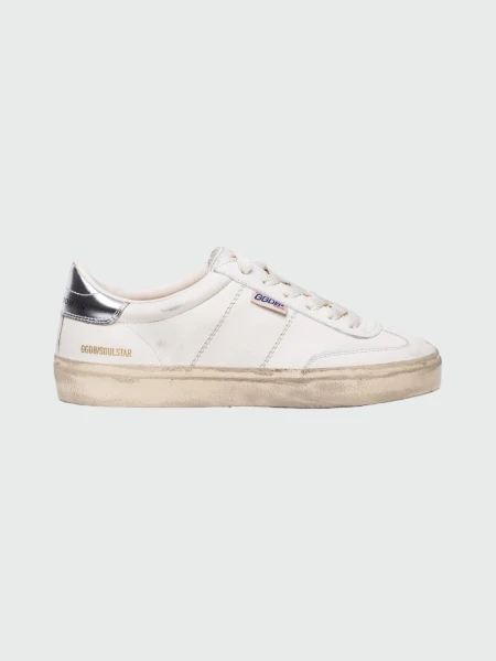 Golden Goose-Championes de cuero acordonados, Soul star Blanco