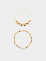Set De Pulseras Elásticas Con Perlas blanco