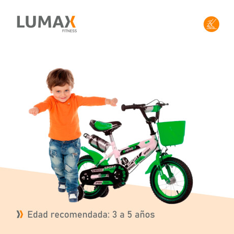Bicicleta Rodado 12 Con Canasto Y Caramañola Niño Niña Verde