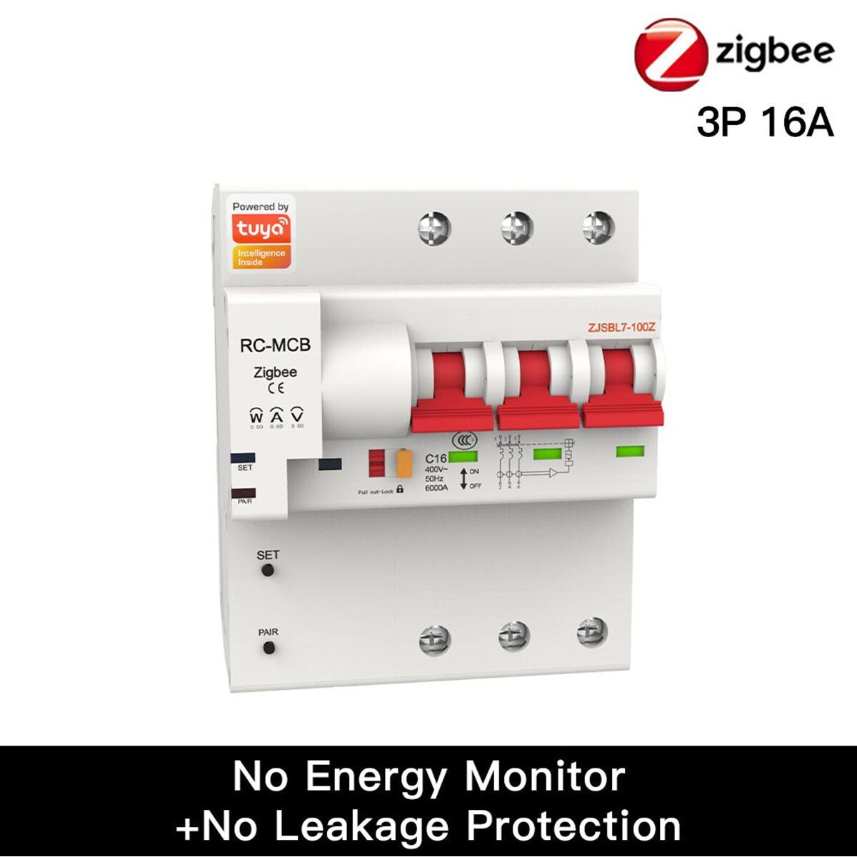 Llave Electrica 3P Zigbee 16A Mont. Consumo Tuya 