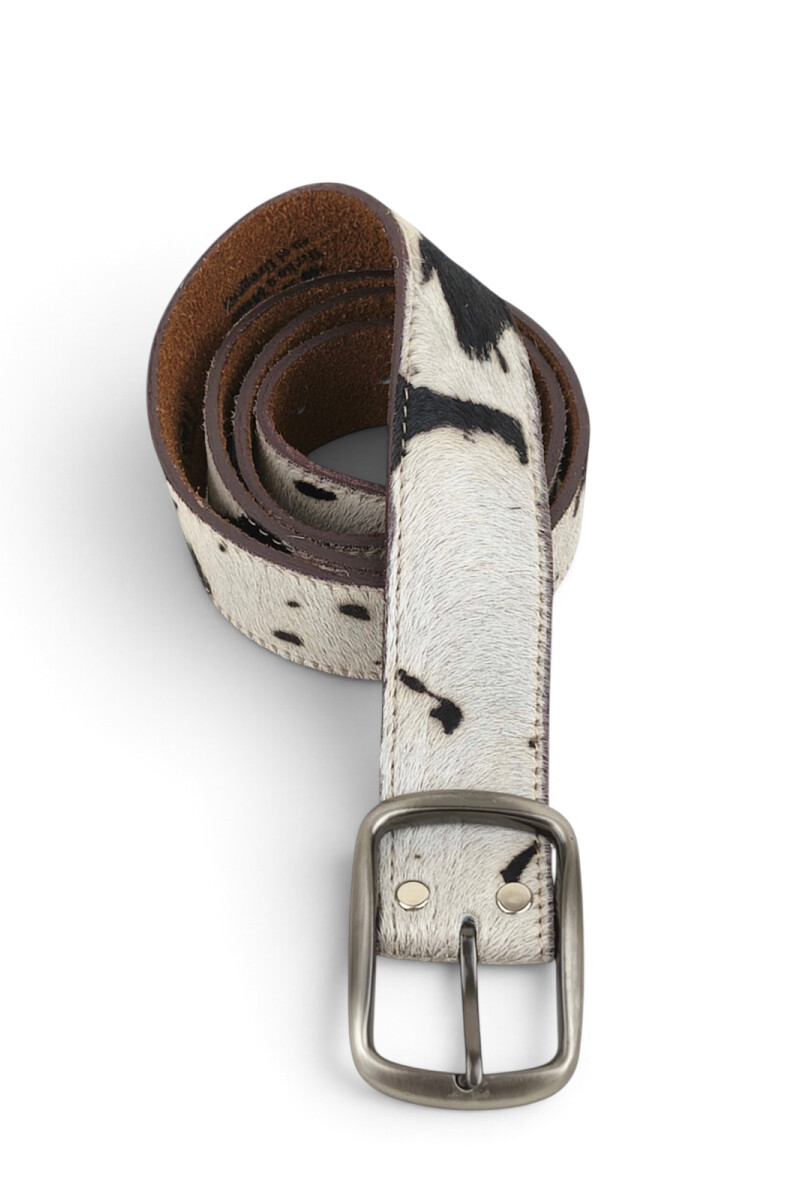 Cinto de Dama de Cuero con Pelo - Animal Print Negro