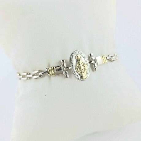 Pulsera religiosa de plata 925 con double en oro 18 ktes- Pulsera religiosa de plata 925 con double en oro 18 ktes-
