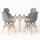 Juego de comedor Con Mesa Circular de 80cm + 4 Sillas Eames Gris/Blanco
