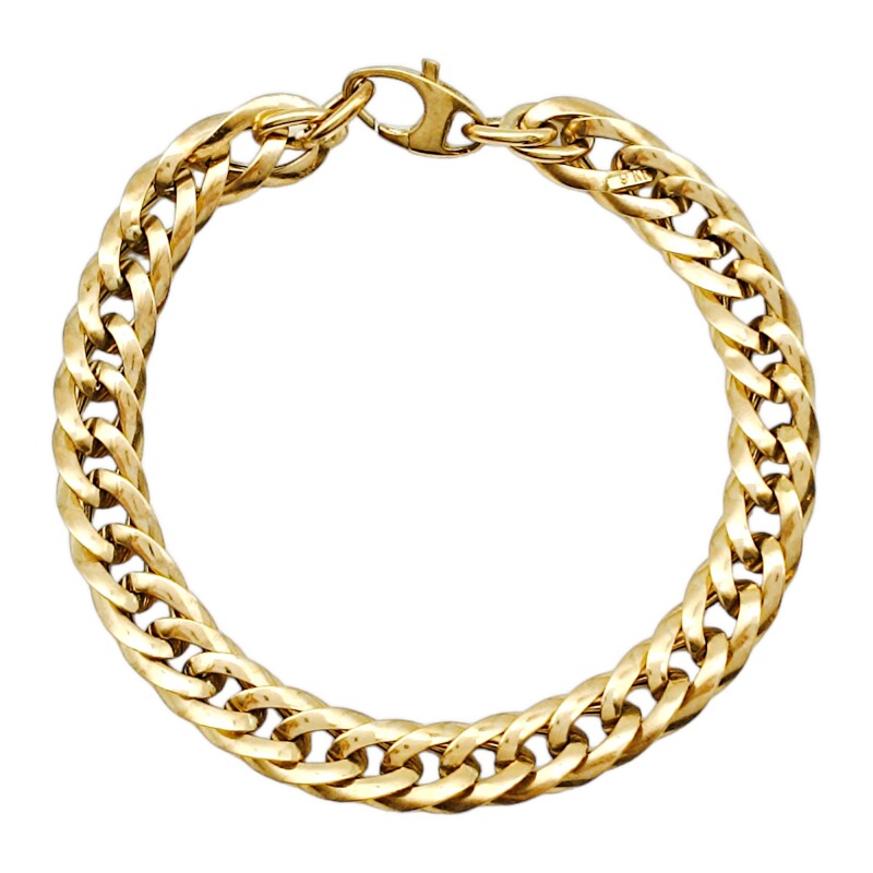 Pulsera Cubana Inflada -Oro bajo-Sin Piedra-PU80103 sinpiedra