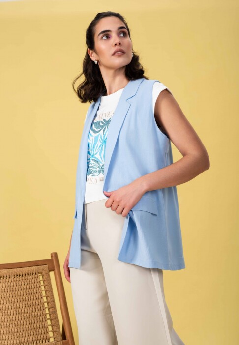 Chaleco de Lino eterna Celeste