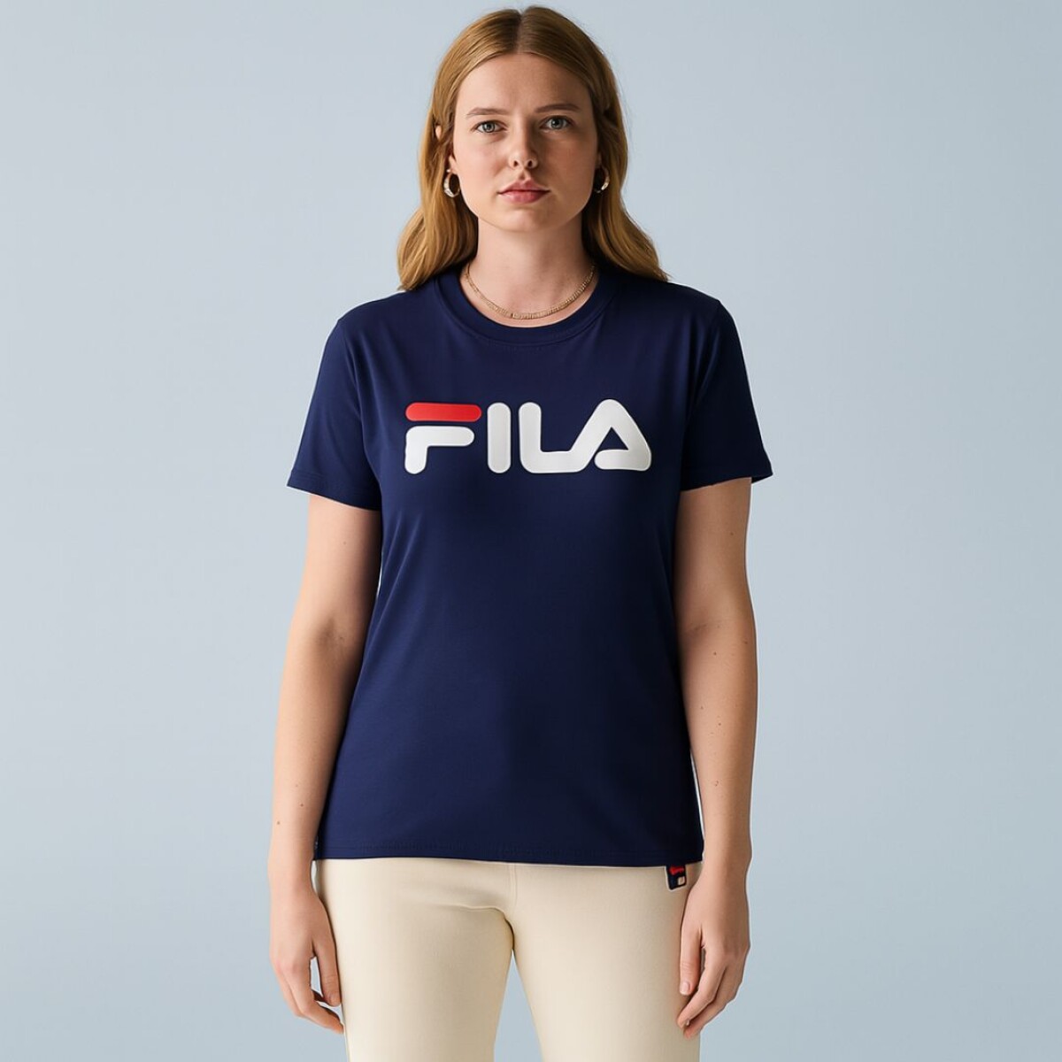 Remera Mujer Manga Corta Letter Premium ll Fila - AZUL 