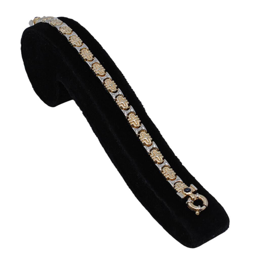 Pulsera en oro 18k combinada en 2 tonos con zafiros cabujón Pulsera en oro 18k combinada en 2 tonos con zafiros cabujón