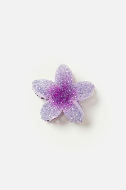 Broche acrílico hibisco glitter lila