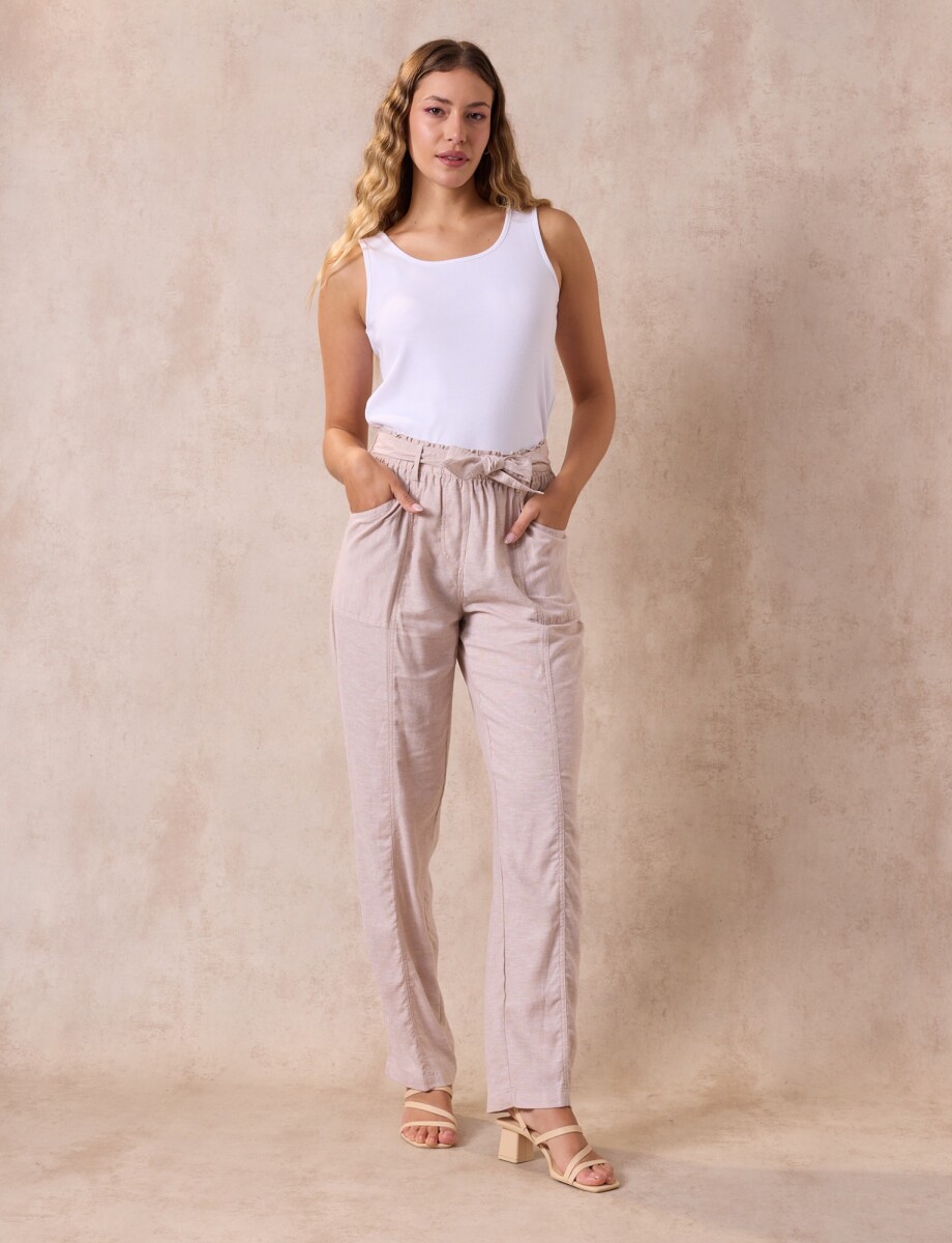 Pantalon Lino Lazo - Beige 