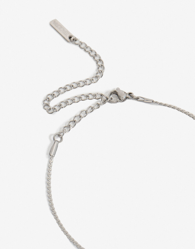 Collares Cortos Metal Collar Cadena En Acero - Plateado