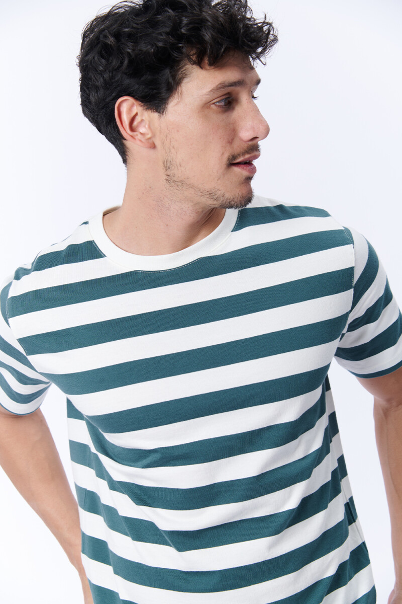 Remera Rayas Verde Y Crudo