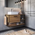 MUEBLE DE BAÑO SUSPENDIDO 80 CM S/BACHA - MIEL/NEGRO MUEBLE DE BAÑO SUSPENDIDO 80 CM S/BACHA - MIEL/NEGRO