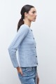 Chaqueta tejida botones metálicos celeste