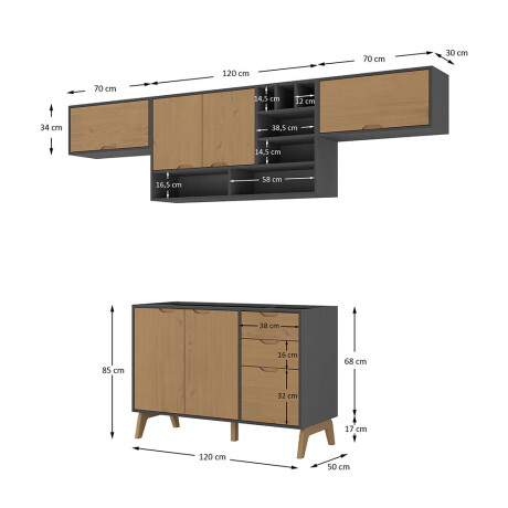 Cocina completa Linea Veneza Grafito/Mel