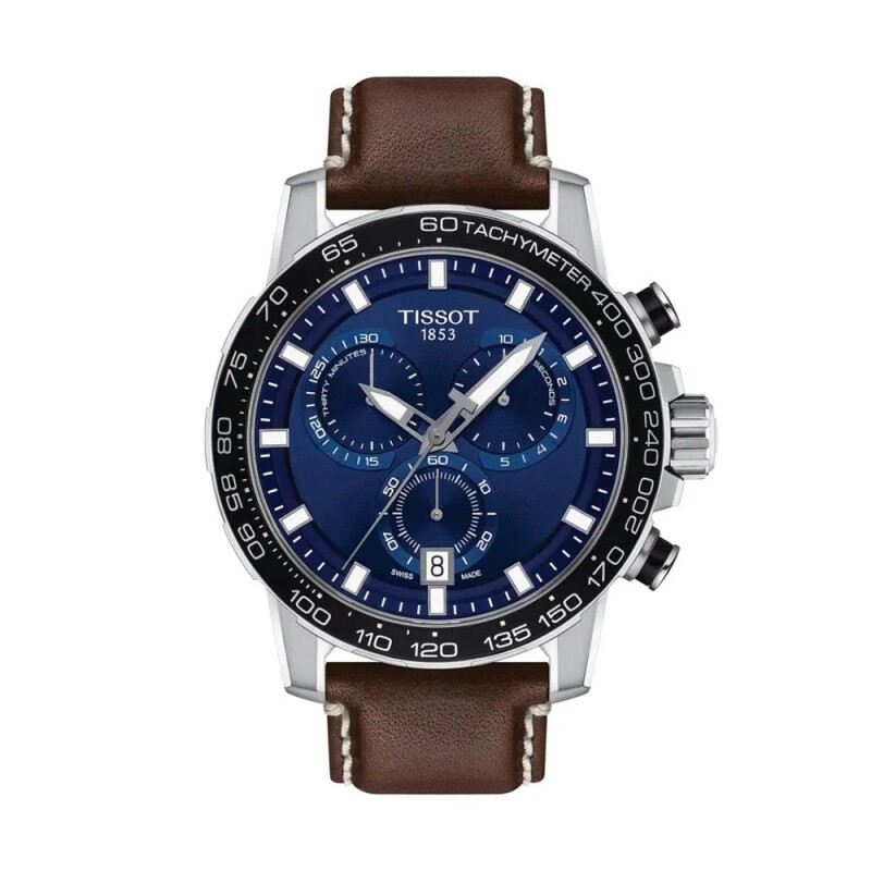 Reloj Tissot Supersport Chrono para hombre de cuero marrón T1256171604100 Azul