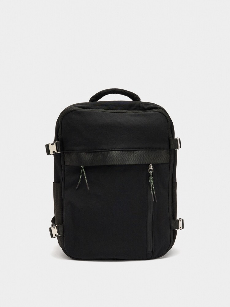 Mochila De Cabina Nylon Extensible Repelente Al Agua negro