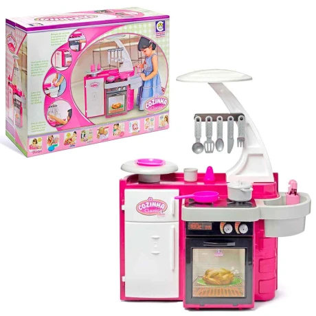 Cocinita infantil rosa completa con accesorios 001