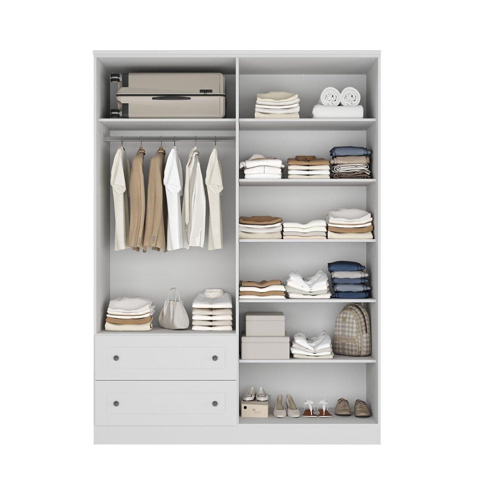 Ropero Americano PLUS 4 puertas 2 cajones - 100%MDF Blanco