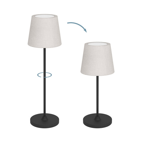 Lámpara de mesa inalámbrica pantalla de tela beige EG1088