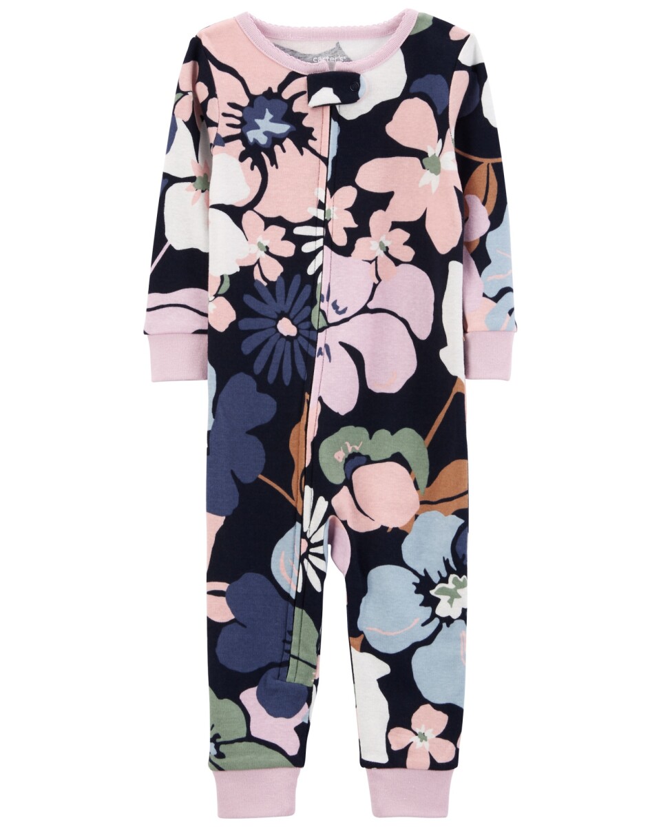 Pijama una pieza de algodón, diseño floral 