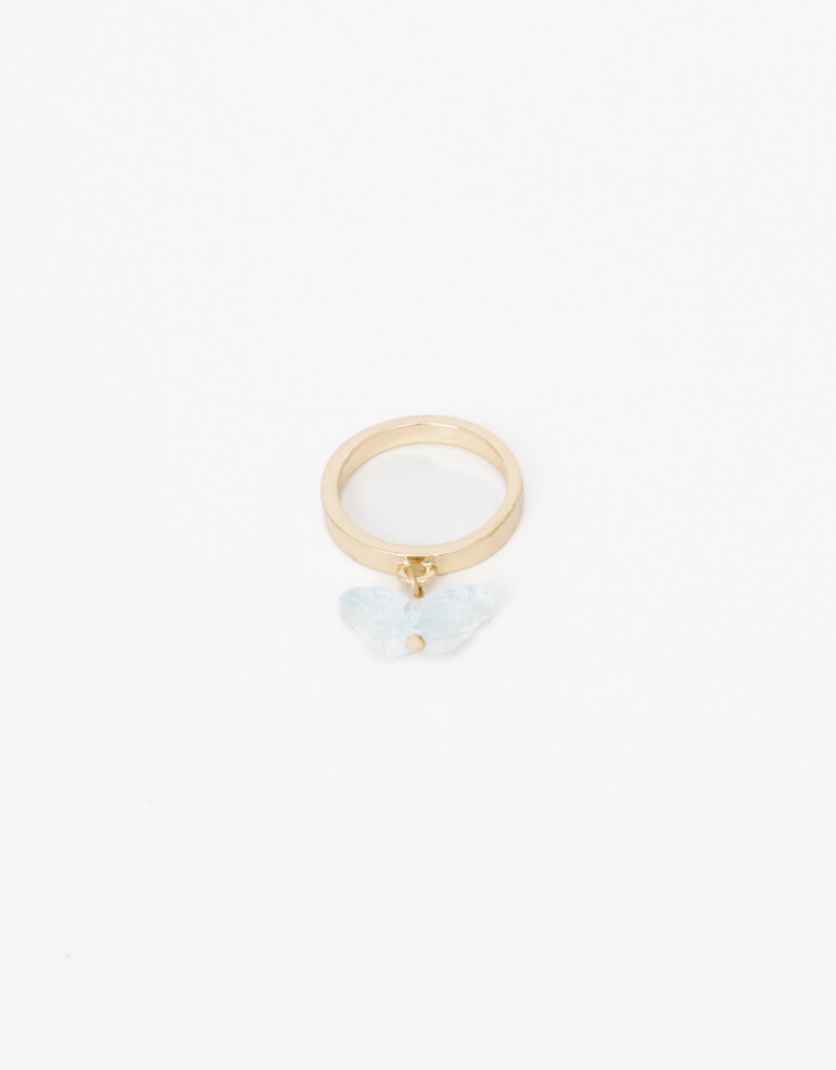 Anillos Chicos Acrilico Anillo Dije Mariposa. - Dorado