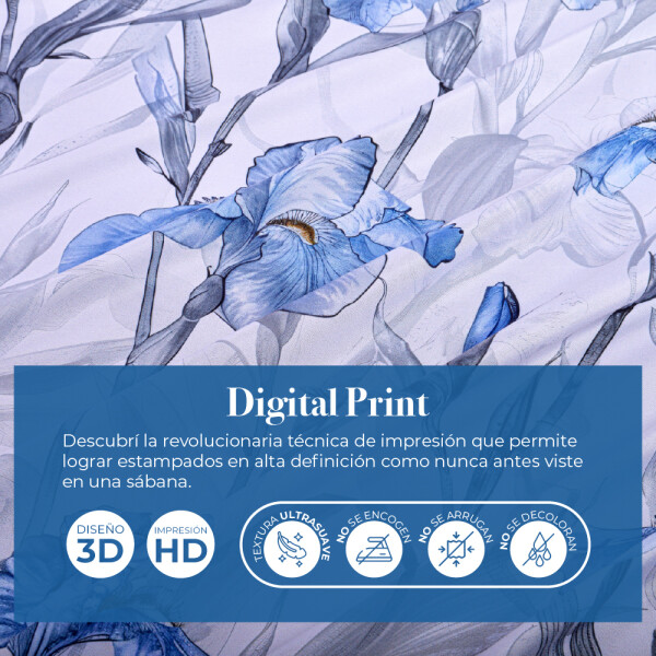 JUEGO DE SABANAS LANCASTER DIGITAL PRINT FLOR IRIS 2 PLAZAS