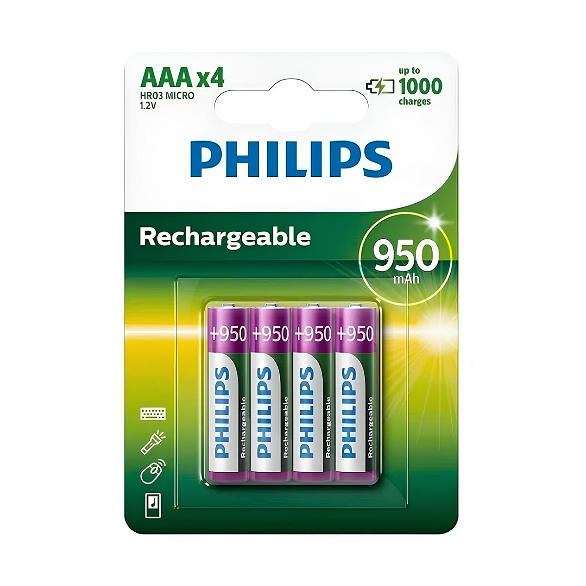 Pila Philips recargable AAA 950mAh x4 - Negro 