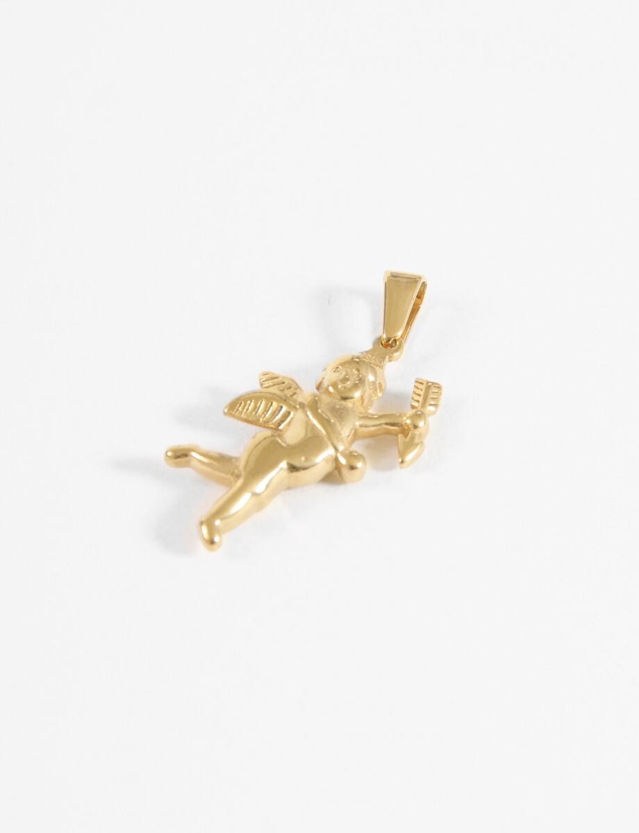 Dije ángel de acero - dorado 