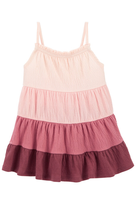 Vestido de jersey arrugado, escalonado, con tirantes Sin color