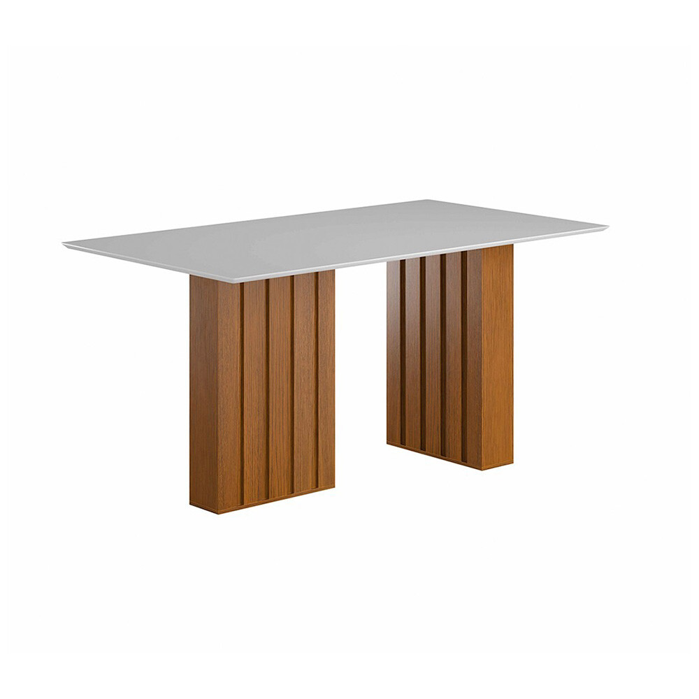 MESA SANTIAGO RIPADA 1.60X0.90 C/VIDRIO COLOR BRANCO (43) Mesa Santiago Ripada 1.60x0.90 C/vidrio Color Branco (43)