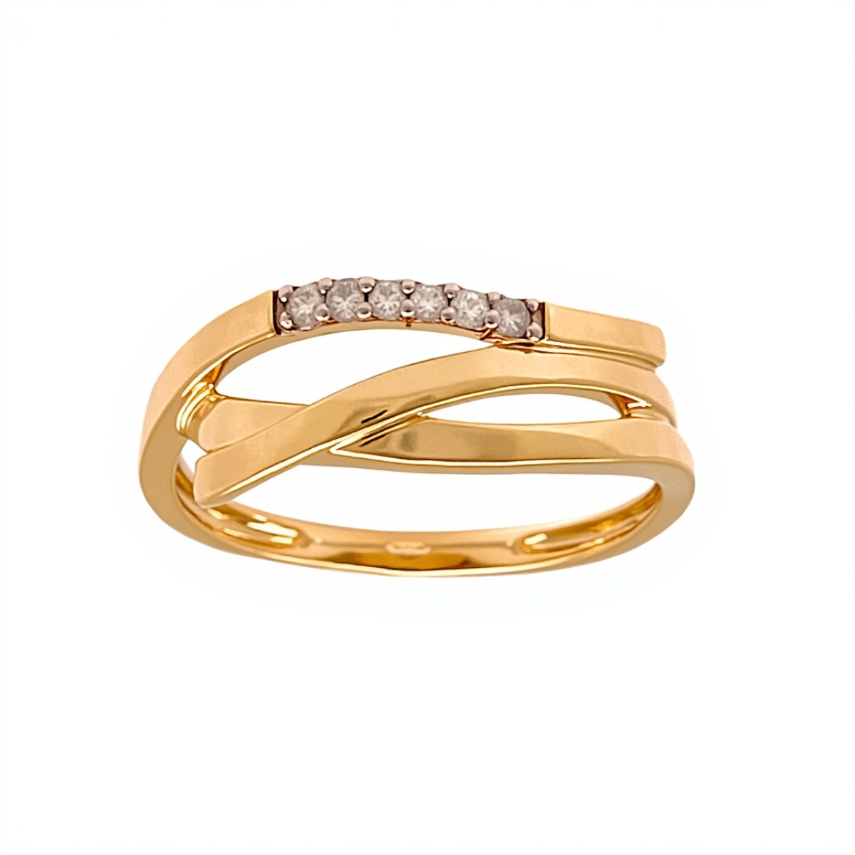 Anillo Nudo Brillante-Oro bajo-Piedra Zirconia-AN8244 - conpiedra 