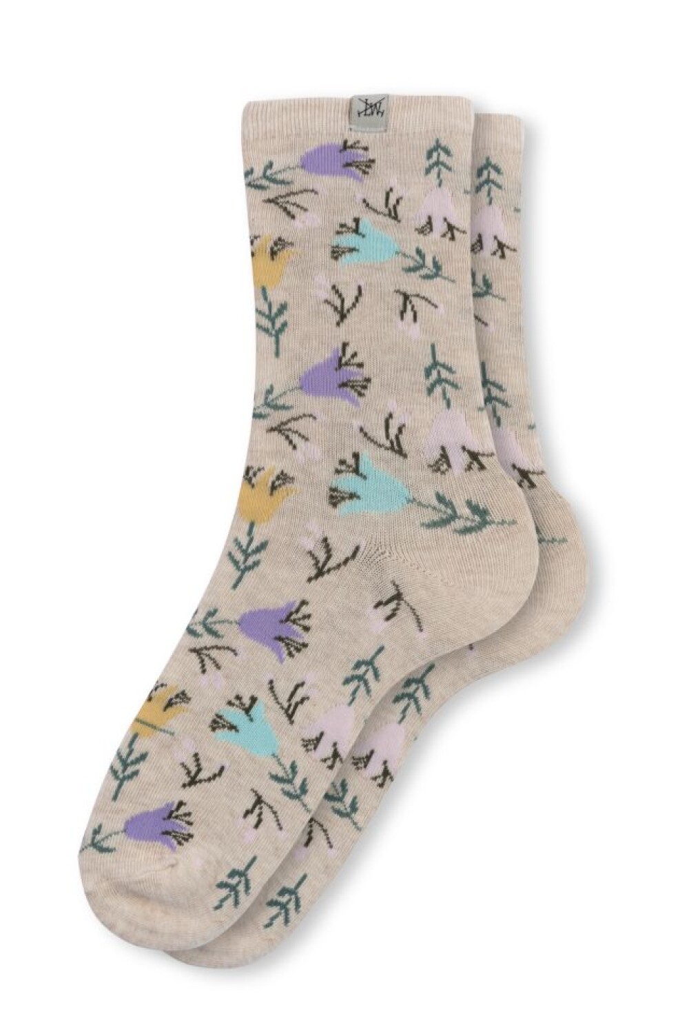 MEDIAS CON FLORES - PACK x2 Beige