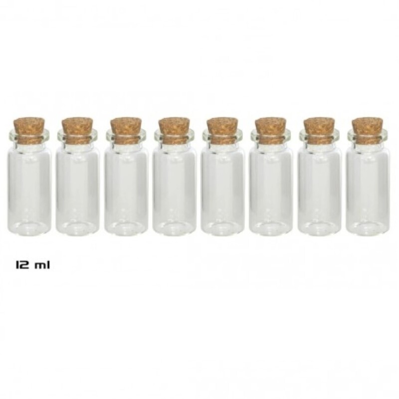 Set 8 Botellitas Transparentes con Corcho 12 ml SET BOTELLA X8 TRANS. T/CORCHO12 ML