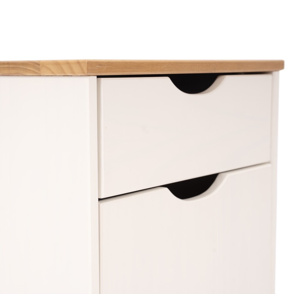 Mesa de Luz - 1 puerta - 1 cajón - Línea Nórdica Roble/Blanco