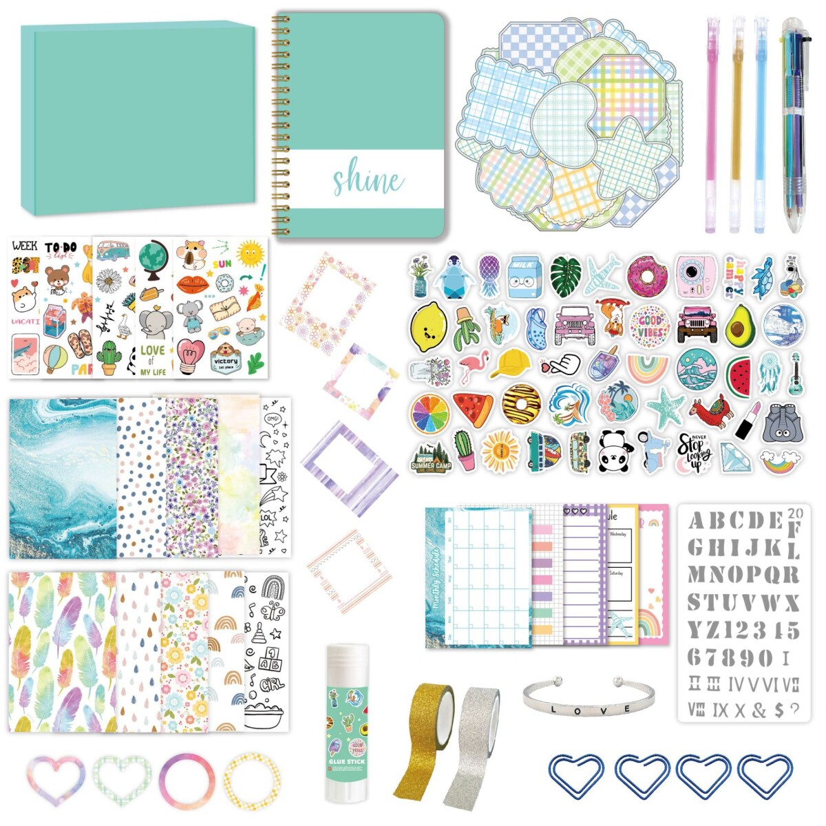 Set De Papelería Infantil Pastel - Verde 