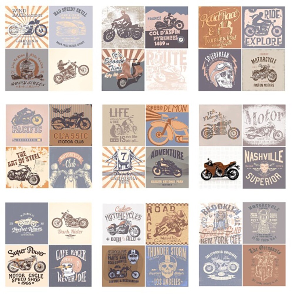REVESTIMIENTO DECORADO QUARTER MOTOS "A" 20X20 CM Revestimiento Decorado Quarter Motos "a" 20x20 Cm
