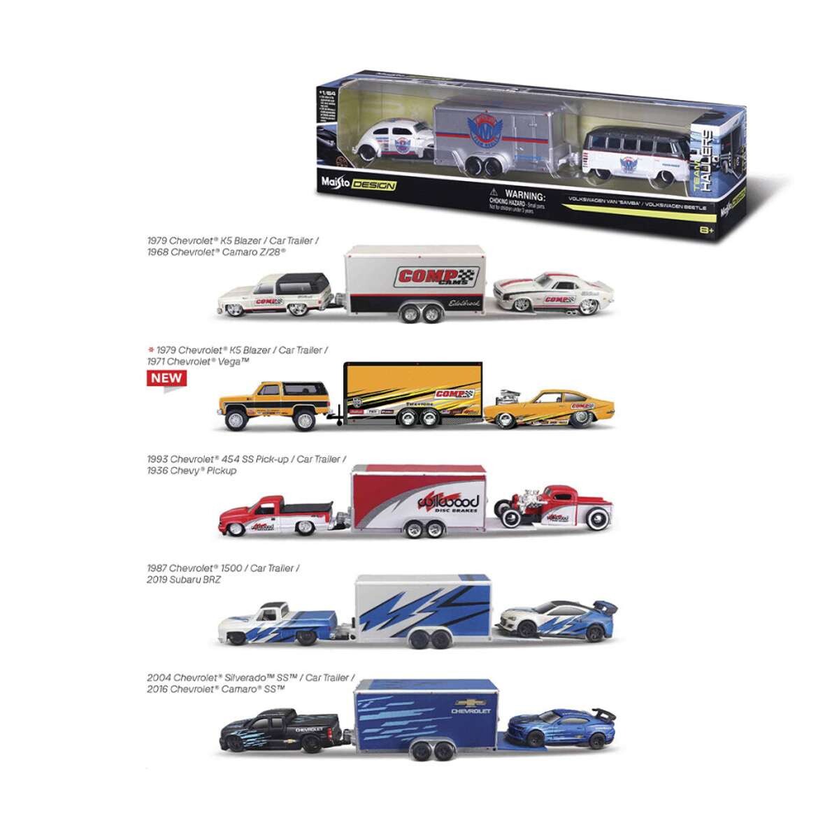 Camioneta Con Remolque Y Auto Maisto - Escala 1:64 Diseños Surtidos 