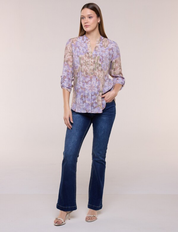 Blusa Plisada MULTI/VIOLETA