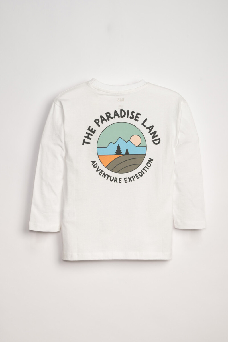 REMERA Manga larga ESTAMPA Paradise Blanca
