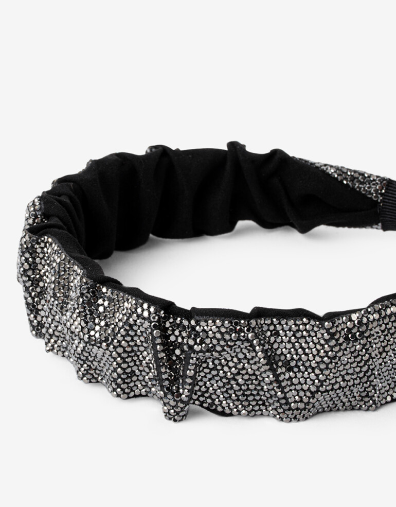 Vinchas Rígidas Strass Vincha Rígida Con Frunces. - Plateado Hematite