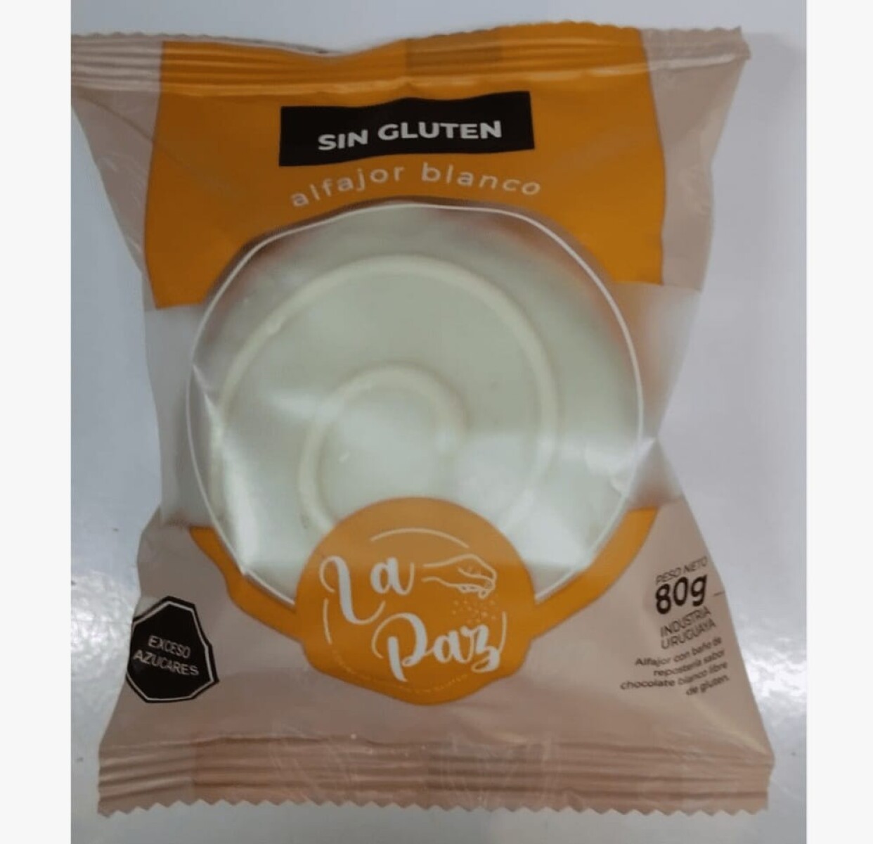 ALFAJOR DE CHOCOLATE BLANCO LA PAZ SIN GLUTEN 