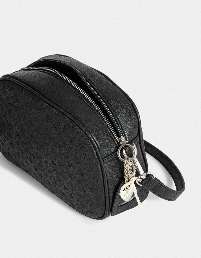 Bandoleras Tendencia Bandolera De Cuerina Con Corazones Y Charms - Negro