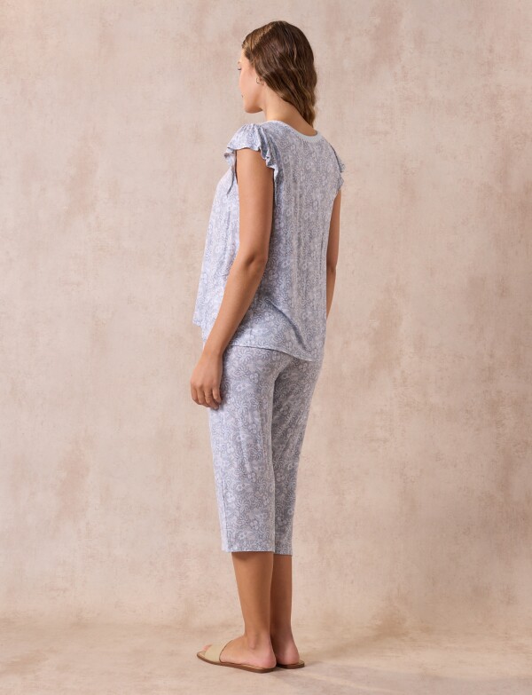 Pijama C/capri MULTI/VERDE AGUA
